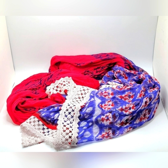 Red White & Blue Laced Scarf - Picture 1 of 7